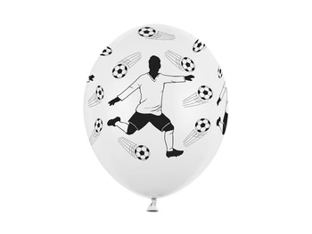 Balony 30cm, Piłkarz i piłki, Pastel White (1 op. / 50 szt.)