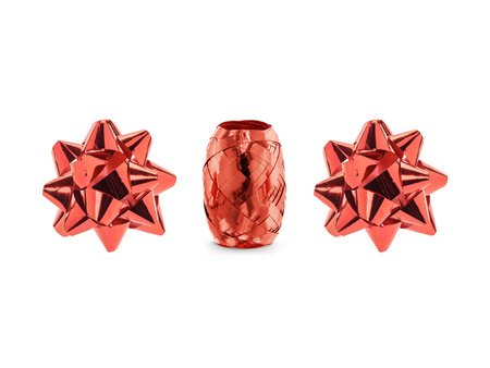 Zestaw wstążek i rozetek, czerwony, mix (1 op. / 3 szt.)