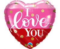 Balon foliowy 18" - I Love You złote groszki