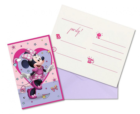 Zaproszenia z kopertami Minnie Junior, 6 szt.