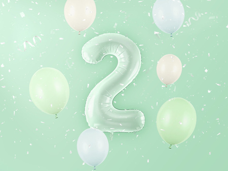 Balon foliowy Cyfra ''2'', 72cm, zieleń