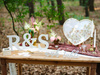 Drewniany napis Wish table, biały, 40x10cm