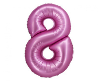 Balon foliowy , Cyfra 8, satynowa różowa, 76 cm