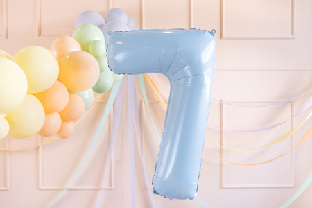 Balon foliowy Cyfra ''7'', 72cm, jasny niebieski