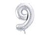 Balon foliowy Cyfra ''9'', 86cm, srebrny