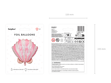 Balon foliowy Muszelka Bride to be, 52x50 cm, mix