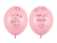 Balony 30cm Miś - mam już..., Pastel Pink (1 op. / 6 szt.)