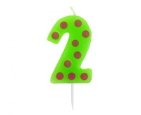 Świeczka cyferka piker Grochy - 2, 6 cm