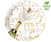 Talerzyki papierowe Sparkling Celebration, next generation, 23cm, 8 szt. (plastic-free) (papier FSC)