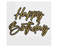 Serwetki papierowe Elegant Happy Birthday, Decorata, FSC, 33 x 33 cm, 20 szt.
