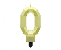 Świeczka cyferka 0 - Diament, metalik złoty, 7.6 cm