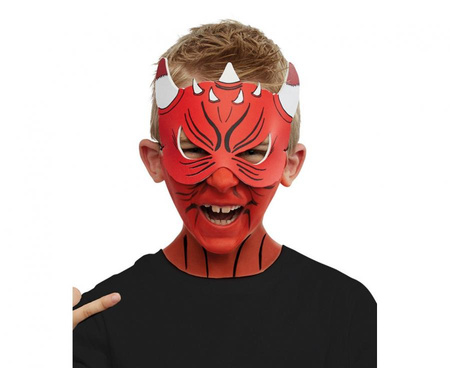 Zestaw do malowania twarzy Diabeł (maska, farbki, kredka, gąbka, aplikator)