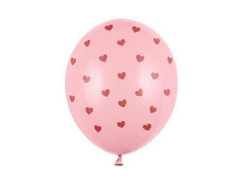 Balony 30 cm, Serca, Pastel Baby Pink (1 op. / 50 szt.)