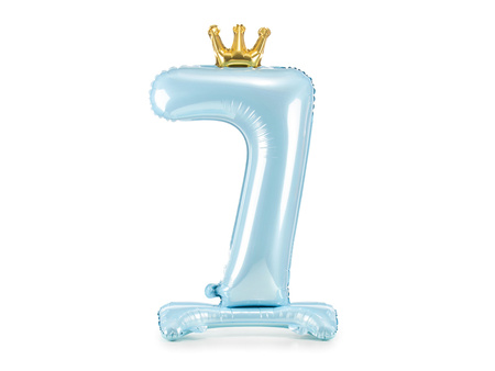 Stojący balon foliowy cyfra ''7'', 84 cm, błękit