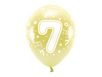 Balony Eco 33 cm, Cyfra '' 7 '', jasny złoty (1 op. / 6 szt.)