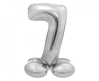 Balon foliowy Smart, Cyfra stojąca 7, srebrna, 72 cm