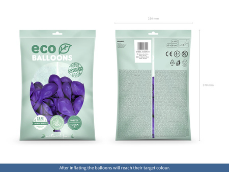 Balony Eco 26cm pastelowe, fiolet (1 op. / 100 szt.)