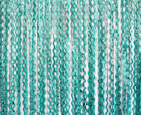 Kurtyna Spirale-srebrne gwiazdki, turkusowa, 100x200 cm