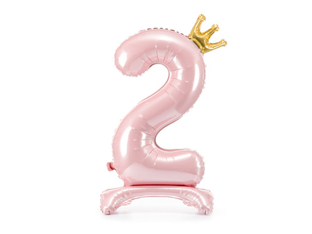 Stojący balon foliowy cyfra ''2'', 84 cm, jasny różowy