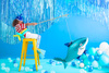 Kurtyna Party, niebieski, 90 x 250cm