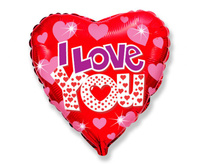 Balon foliowy 18" - "I Love You + serduszka"