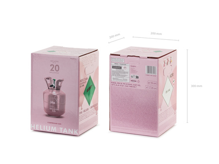 Butla z helem, jasnoróżowy, maks. 20 balonów