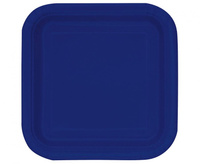 Talerzyki papierowe, granatowe, 18 cm, kwadratowe, 16 szt.