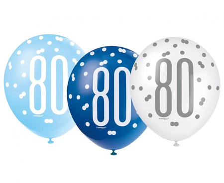 Balon 12" Glitz z nadr. 80, niebieski miks, 6 szt.