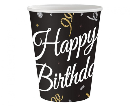 Kubeczki papierowe Happy Birthday, 250 ml/ 6 szt.
