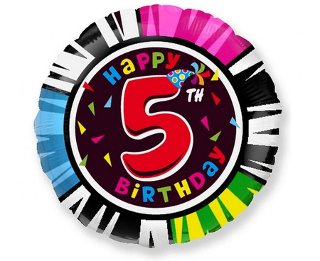 Balon foliowy 18" - " Happy Birthday - 5", pakowany