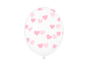 Balony 30cm, Serduszka, Crystal Clear (1 op. / 50 szt.)