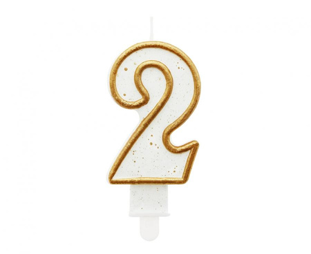 Świeczka cyferka "2", złoty kontur