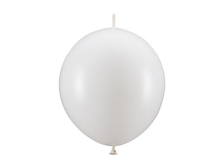 Balony z łącznikiem, 28 cm, Metallic Pure White (1 op. / 20 szt.)