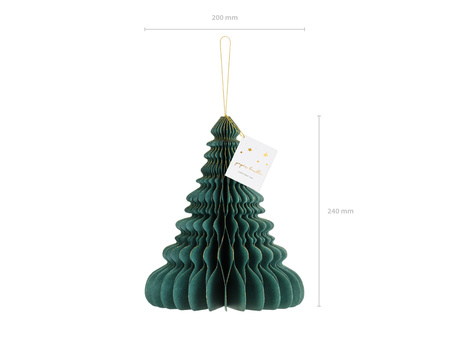 Bombka papierowa honeycomb Choinka, butelkowa zieleń, 24cm