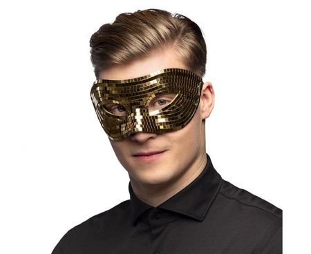 Maska wenecka Disco gold