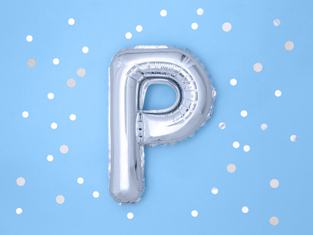 Balon foliowy Litera ''P'', 35cm, srebrny