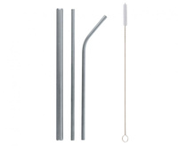 Rurki metalowe, srebrne, shake, zagięta, prosta i szczoteczka