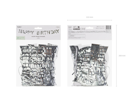 Baner Happy Birthday, 2.2m, srebrny