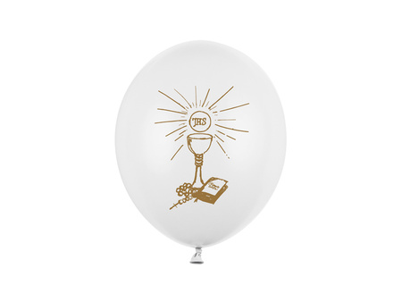 Balony 27cm, I Komunia Święta, P. White (1 op. / 50 szt.)