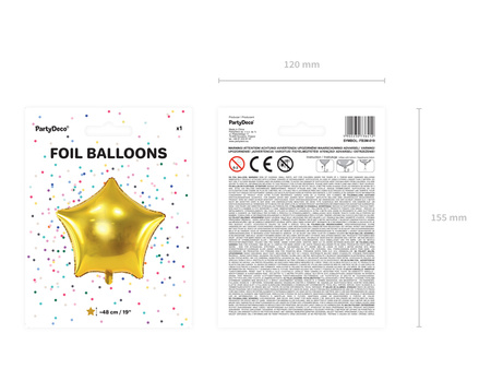 Balon foliowy Gwiazdka, 48cm, złoty