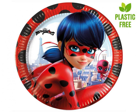Talerzyki papierowe Miraculous Ladybug (ZAG), next generation, 23cm, 8 szt. (plastic-free)