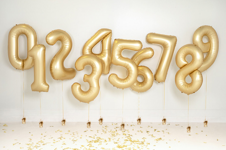 Balon foliowy Cyfra '6', 86cm, złoty