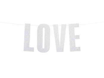 Baner Love, srebrny, 21x55cm