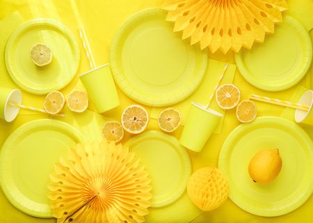 Talerzyki papierowe, żółty, 23cm (1 op. / 6 szt.)