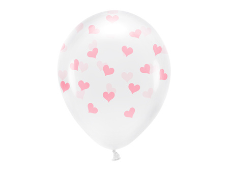 Balony Eco 33 cm, Serca, Crystal Clear (1 op. / 6 szt.)
