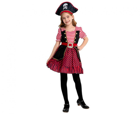 Zestaw dla dzieci Piratka ( sukienka, kapelusz, pasek), rozm. 120/130 cm