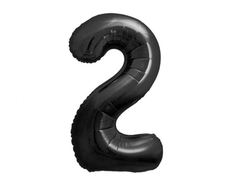 Balon foliowy , cyfra 2, matowa czarna, 85 cm