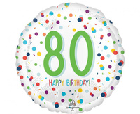 Balon foliowy 18" -  Confetti bday 80