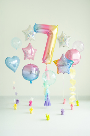 Balon foliowy Cyfra ''7'', 86cm, pastelowy tęczowy