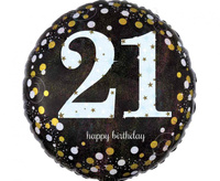 Balon foliowy 18" - 18c Holo sparkling Birthday 21